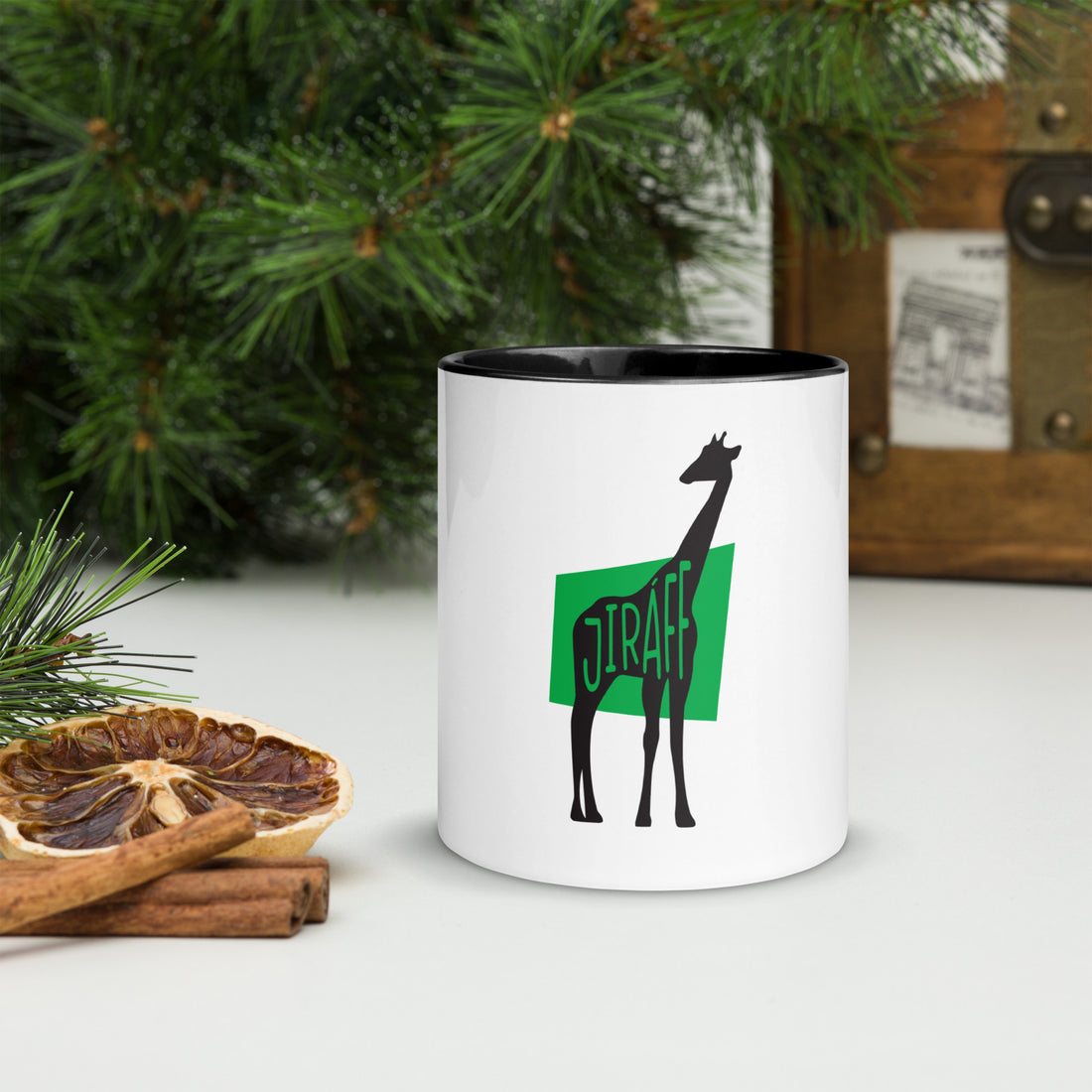 Giraffe Jiráff White Mug with Colour Inside