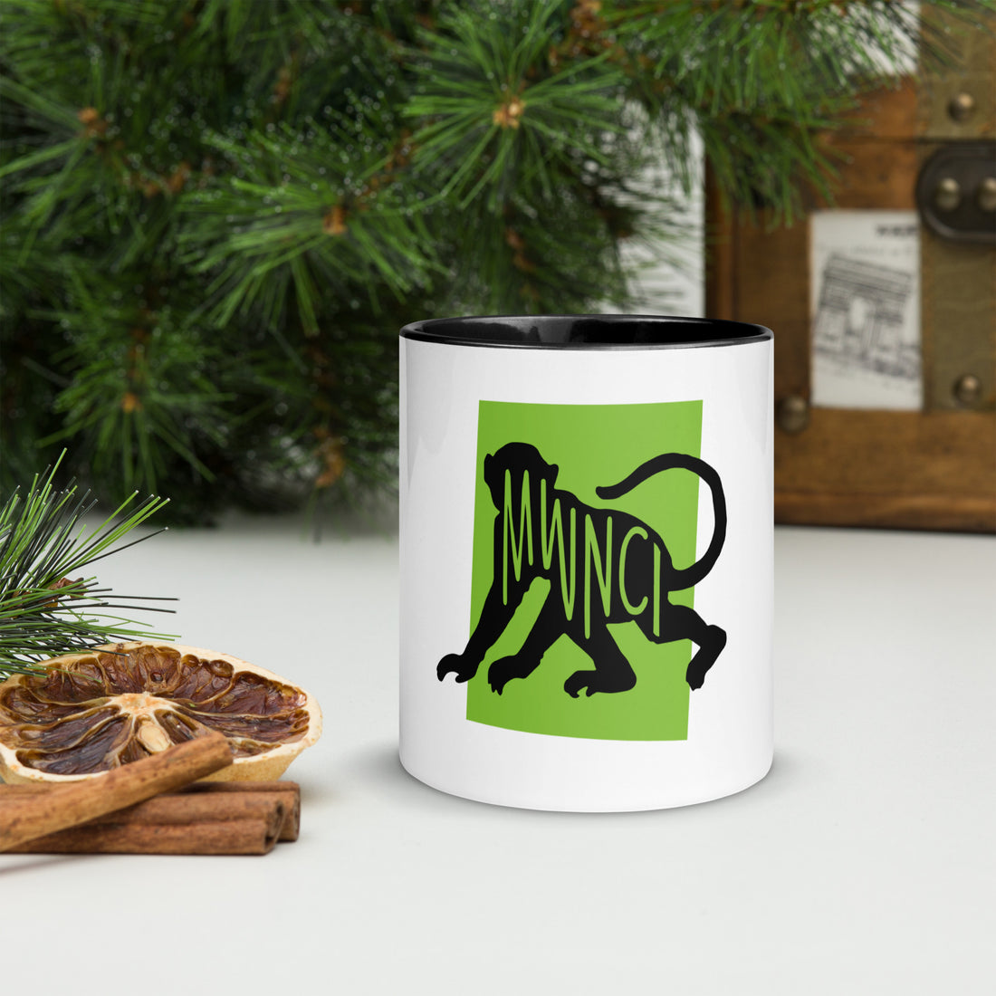 Monkey Mwnci Mug with Colour Inside
