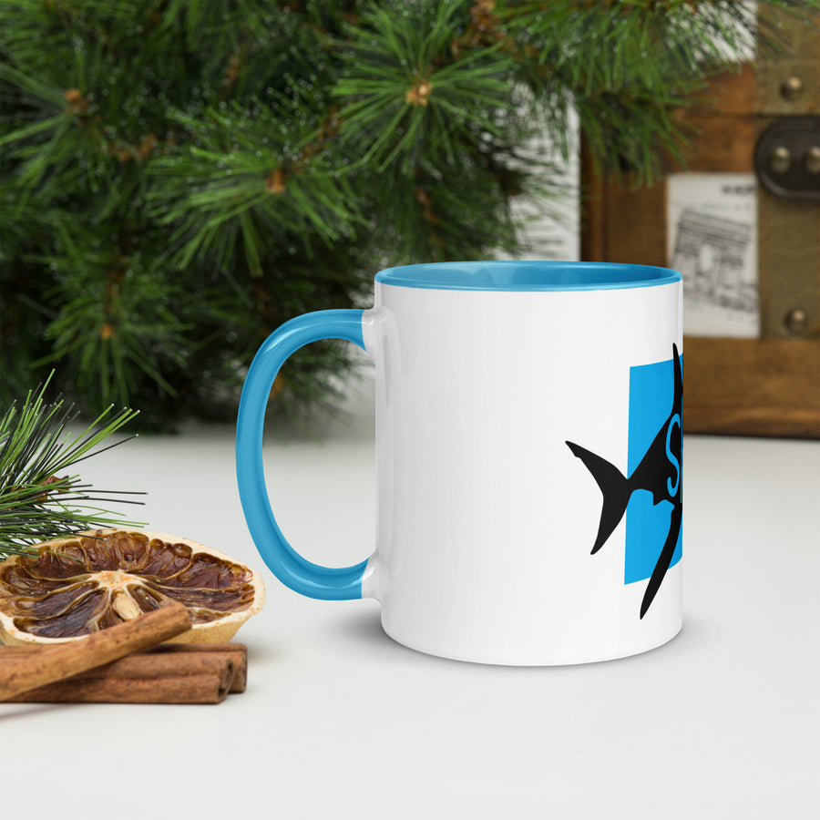 Shark Siarc Mug with Colour Inside Welsh