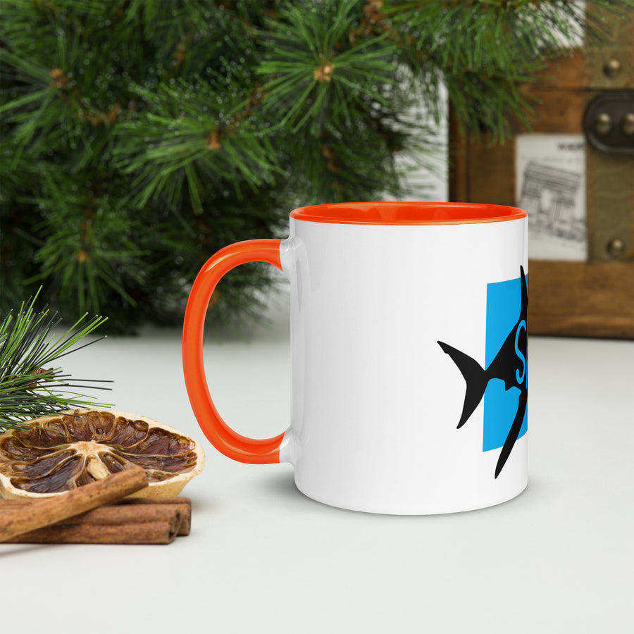 Shark Siarc Mug with Colour Inside Welsh