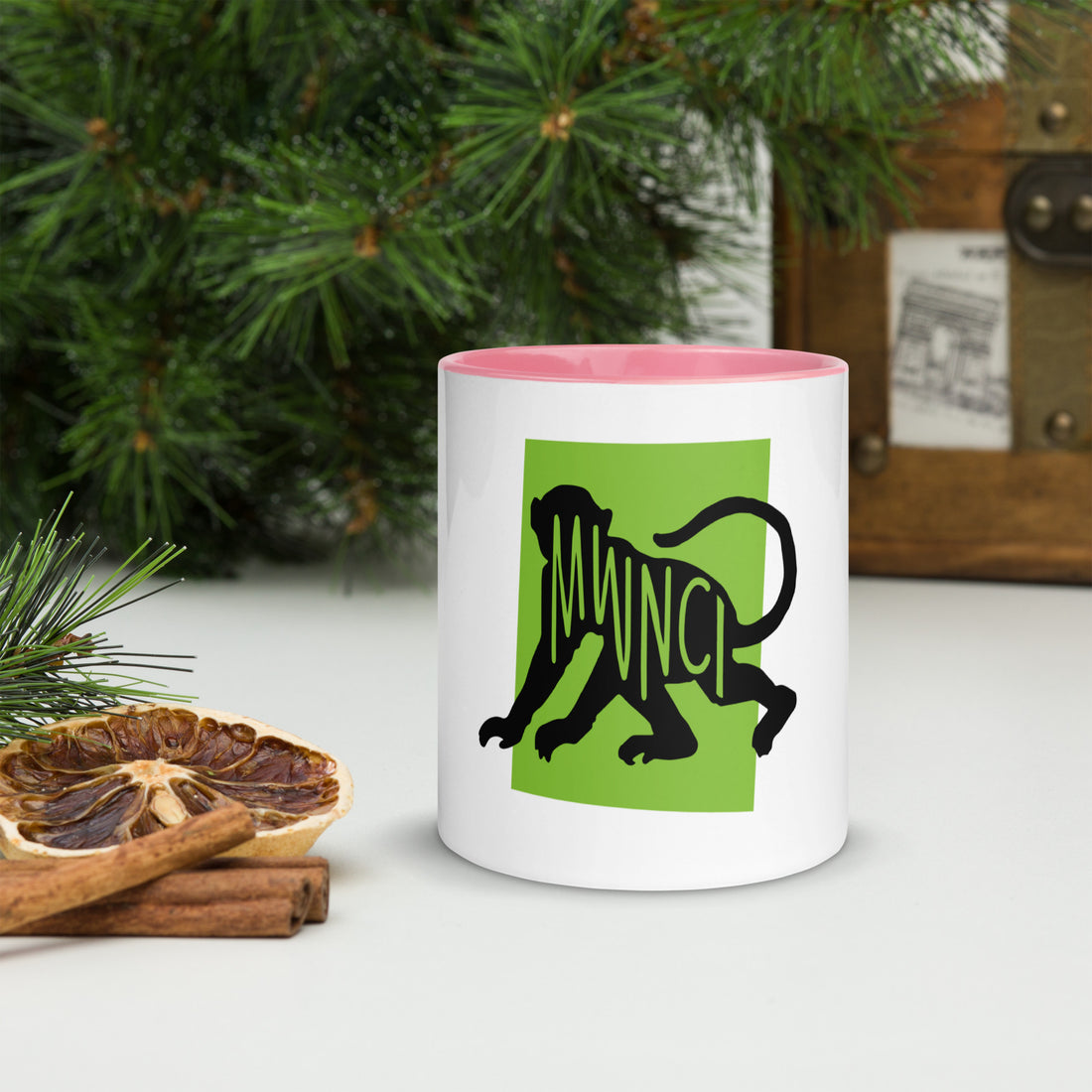 Monkey Mwnci Mug with Colour Inside