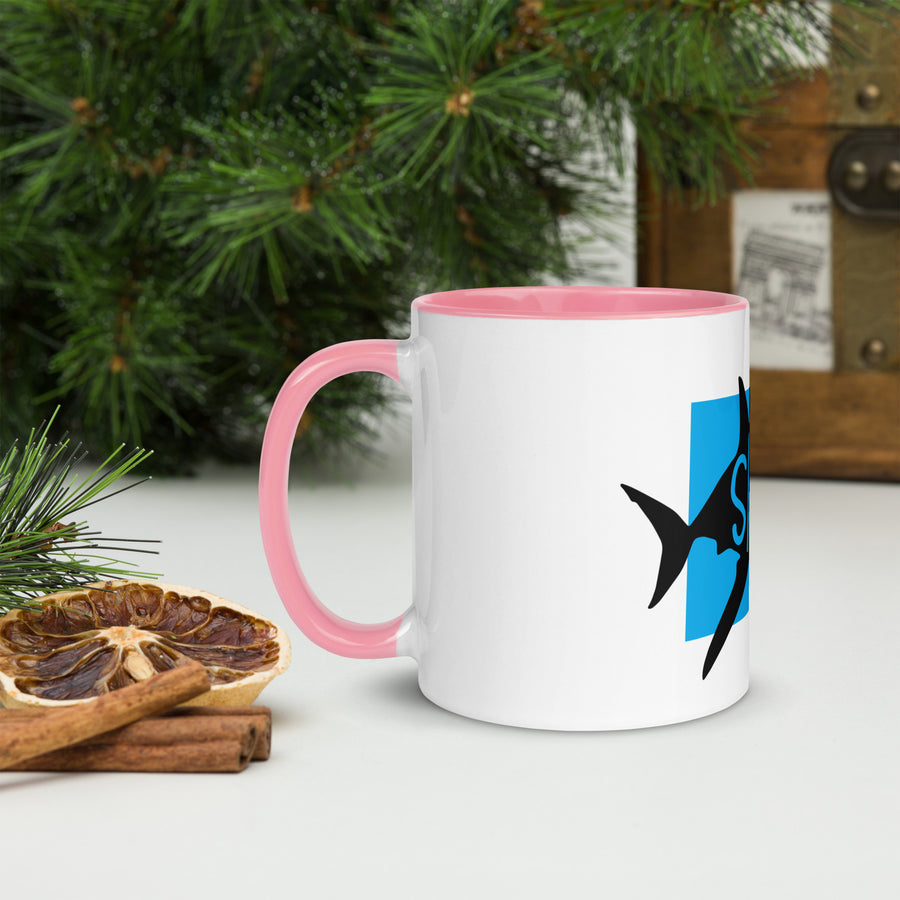 Shark Siarc Mug with Colour Inside Welsh