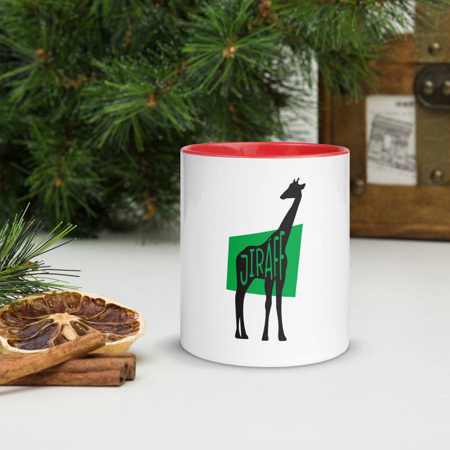 Giraffe Jiráff White Mug with Colour Inside