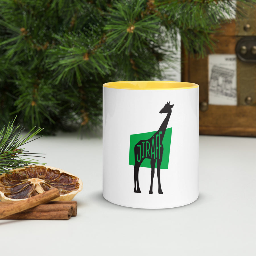 Giraffe Jiráff White Mug with Colour Inside