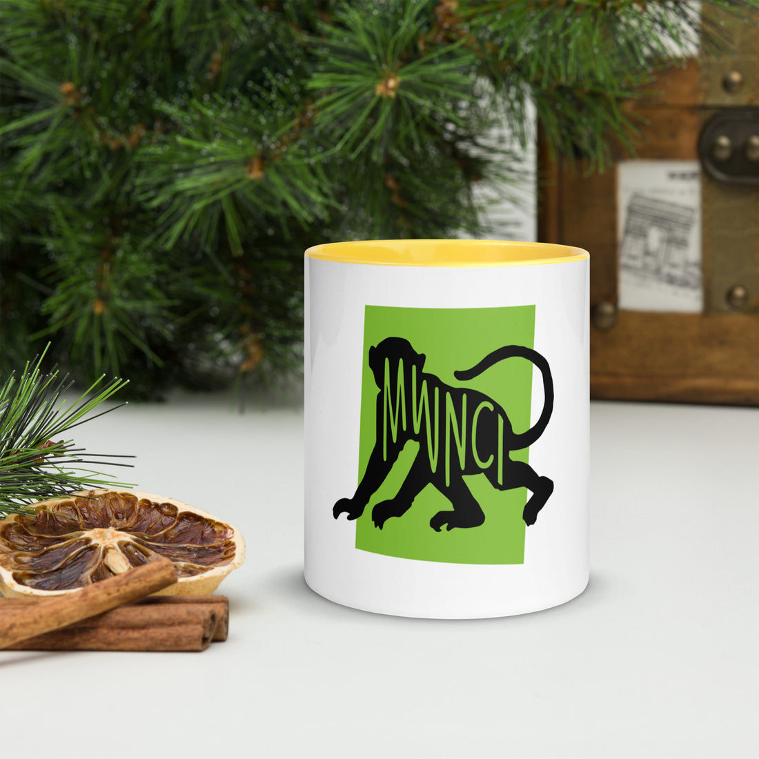 Monkey Mwnci Mug with Colour Inside