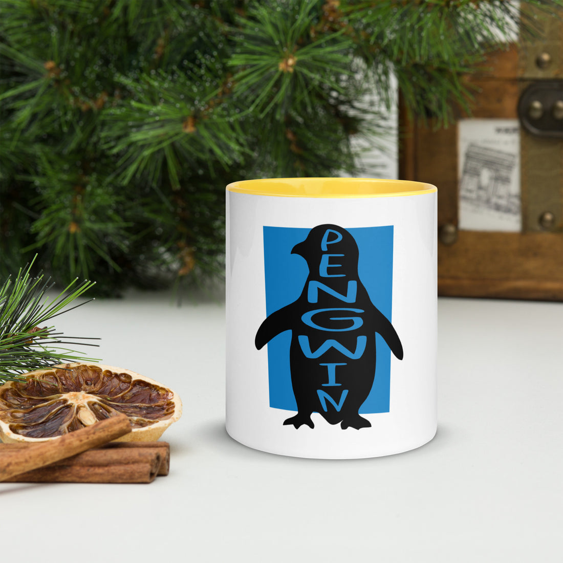 Penguin Pengwin Mug with Colour Inside Welsh