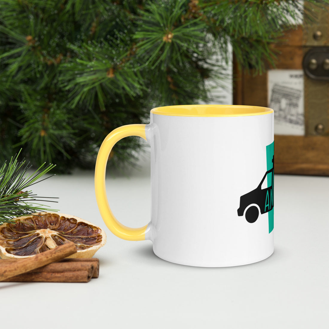 Ambulance Ambiwlans White Mug with Colour Inside