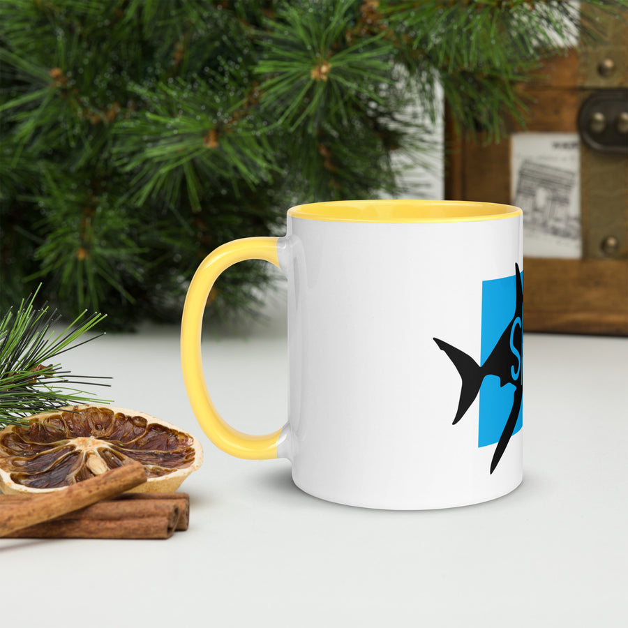 Shark Siarc Mug with Colour Inside Welsh