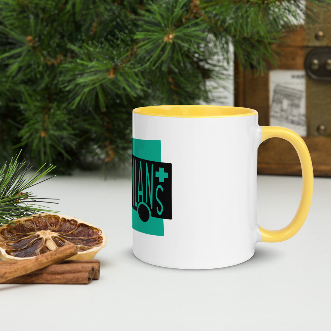 Ambulance Ambiwlans White Mug with Colour Inside